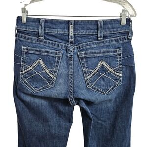 Ariat Jeans Women 29L Blue REAL Denim Mid Rise Straight Leg Western Stretch 34"